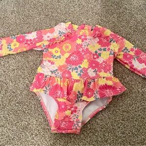 Betsey Johnson Kids Floral One Piece - Pink and Yellow
